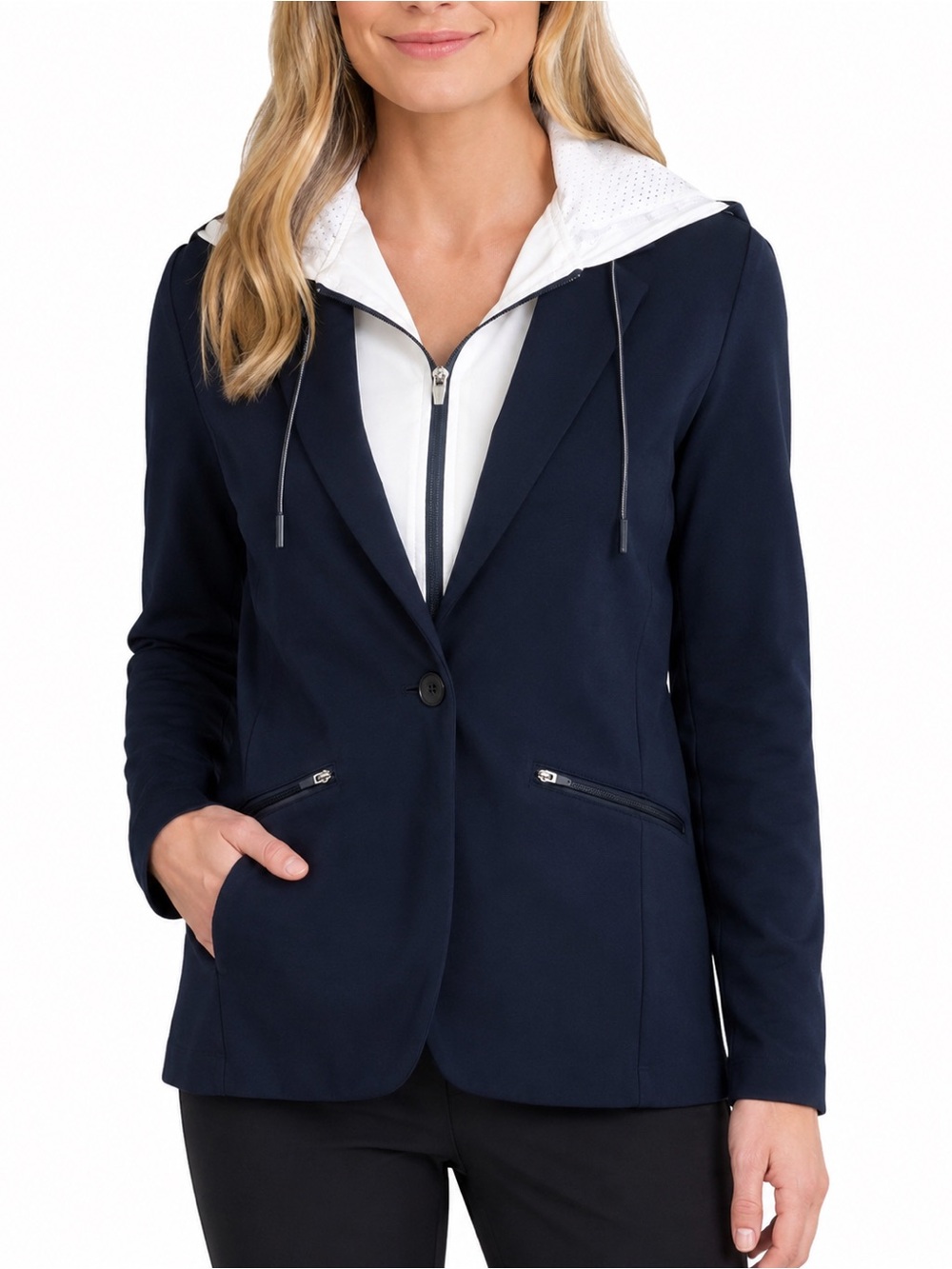 Tretorn Twofer Blazer Hoided Jacket – Navy & White